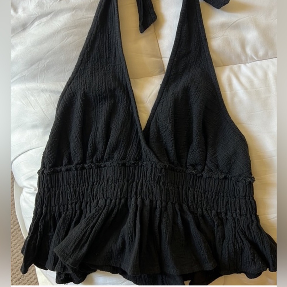 Cotton Candy LA halter ruffle top in black